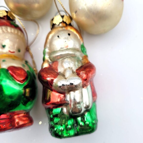 Glass Ornaments Set 7 1992 Snowman Santa 3.5'' Christmas Tree Ornaments Vintage - Picture 5 of 9